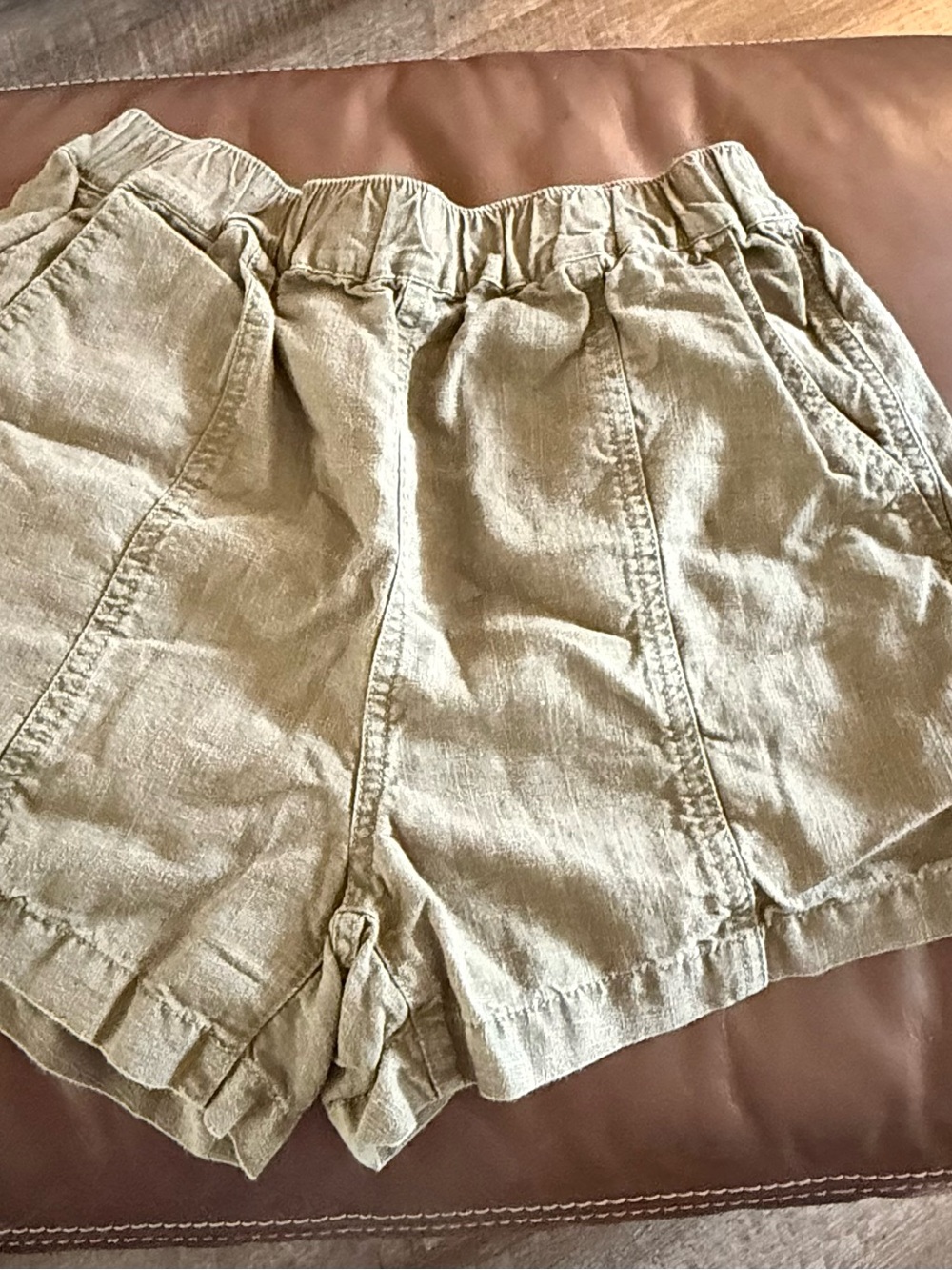 Madewell High-Waist Elastic Linen-Blend Shorts - Army Green